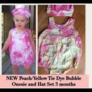 NEW Girls Tie Dye Onesie and Hat Set 3m